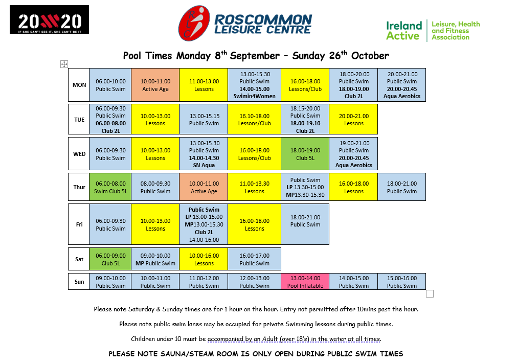 roscommon pool times